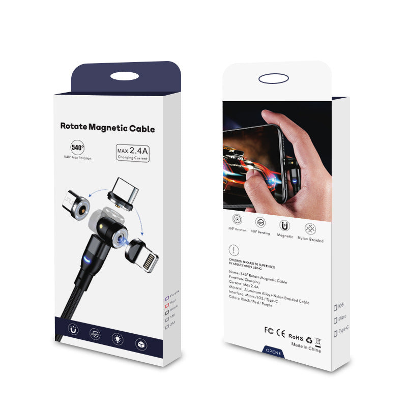 Data Cable 540 Degree Blind Suction Round Magnetic Charging Cable Three-in-one Bent Magnetic Cable Data Cable 540 Degree Blind Suction Round Magnetic Charging Cable Three-in-one Bent Magnetic Cable